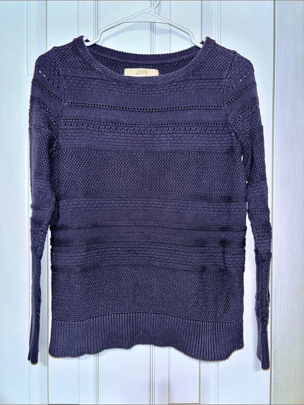 LOFT Navy Cotton Knit Sweater